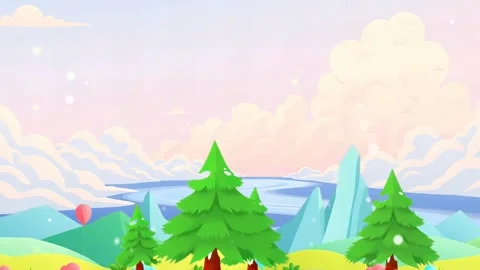 Cartoon Winter Mountains Stock Footage 305227379