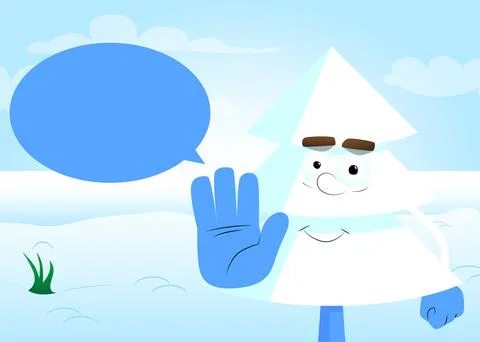 Cartoon winter pine trees with faces showing deny or refuse hand gesture. Cut Stock Illustration