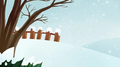Cartoon Winter Snow Scenery Animation Stock Footage 246777541