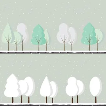 Cartoon winter trees Stock Illustration