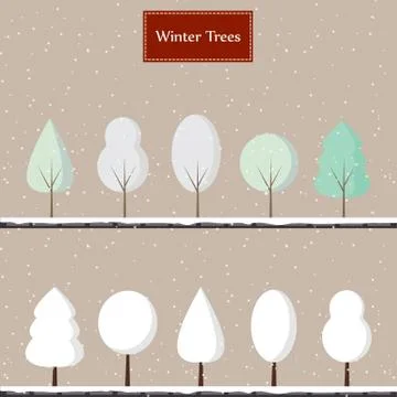 Cartoon winter trees Stock Illustration