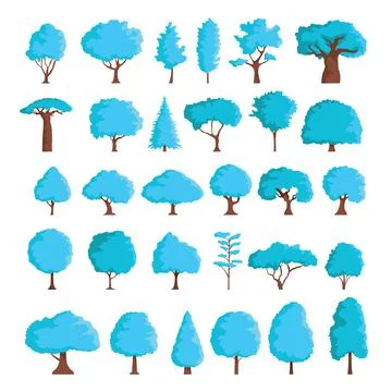 Cartoon winter trees set 스톡 일러스트