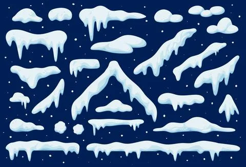 Cartoon winter vector snow caps and drifts Illustrazione stock