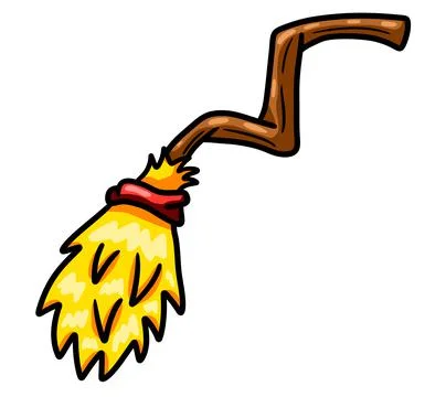 Cartoon Witch Broom Stock Illustration