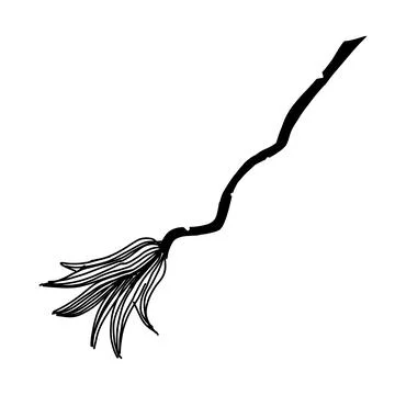 Cartoon witch broom. Magic broom. Halloween. Cartoon doodle style. Stockillustratie