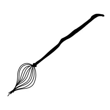 Cartoon witch broom. Magic broom. Halloween. Cartoon doodle style. Stock Illustration