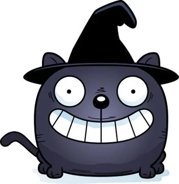 Cartoon Witch Cat Smiling Stock Illustration