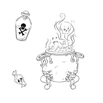 Cartoon witch cauldron for Halloween. Vector illustration. Stock-Illustration