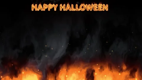 Cartoon Witch Flying Over Intense Fire and Smoke with Holiday Greeting Stock Footage 339835646