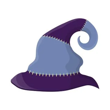 Cartoon witch hat isolated on white background. Children kid costume masquera Stock Illustration