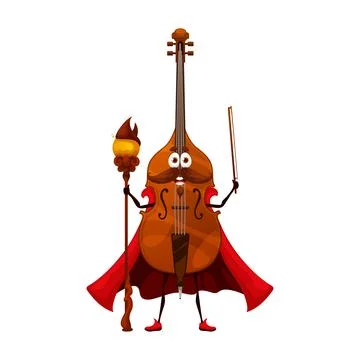 Cartoon wizard contrabass or double bass character イラスト素材