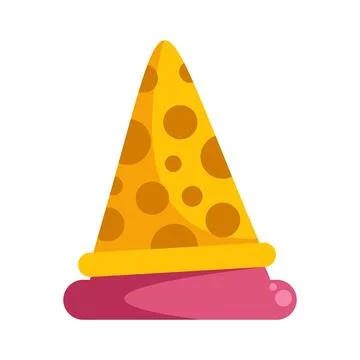 Cartoon wizard hat in bright yellow and pink colors Stock Illustration