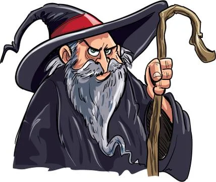 Cartoon wizard with a staff Stock Illustration