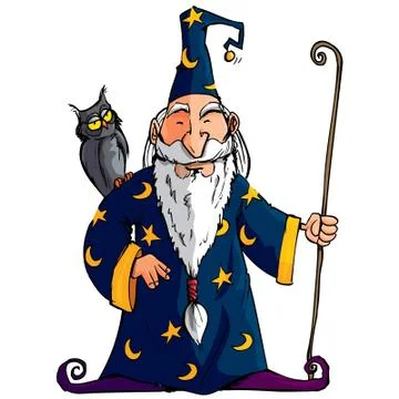 Cartoon wizard witha staff Stock Illustration