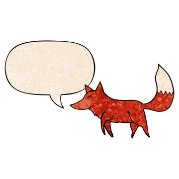 Cartoon wolf and speech bubble in retro texture style Stockillustratie