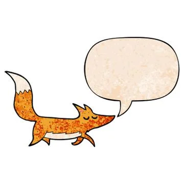 Cartoon wolf and speech bubble in retro texture style Stockillustratie