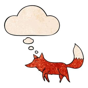 Cartoon wolf and thought bubble in grunge texture pattern style Stockillustratie