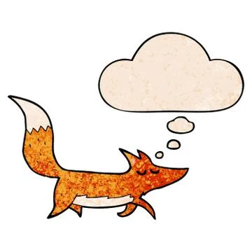 Cartoon wolf and thought bubble in grunge texture pattern style イラスト素材