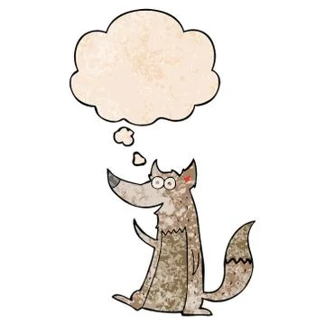 Cartoon wolf and thought bubble in grunge texture pattern style イラスト素材