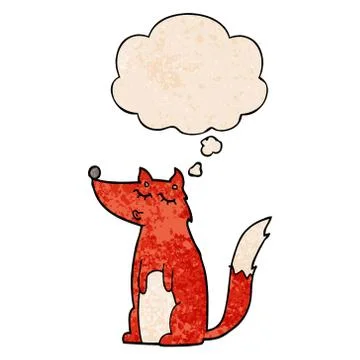 Cartoon wolf and thought bubble in grunge texture pattern style イラスト素材