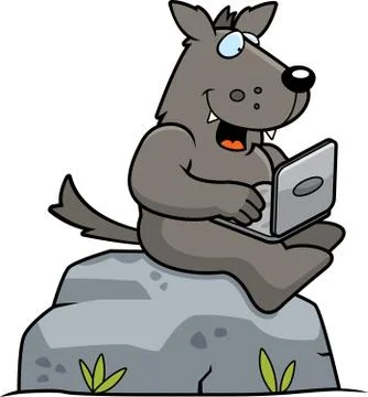 Cartoon wolf computer イラスト素材