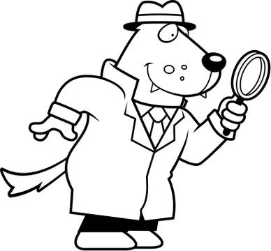 Cartoon Wolf Detective Stock Illustration