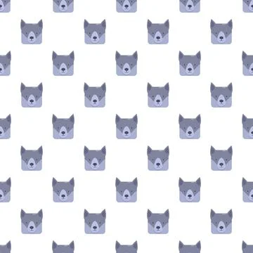 Cartoon wolf head repeating seamless pattern design イラスト素材
