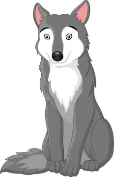 Cartoon wolf isolated on white background 스톡 일러스트