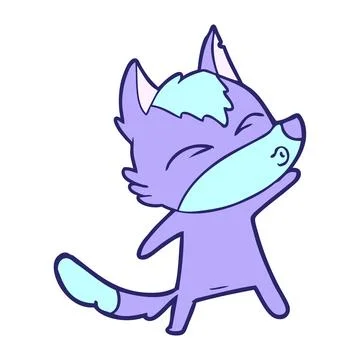 Cartoon wolf pouting in bright neon color Stock Illustration