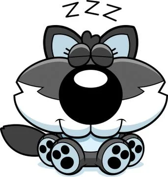 Cartoon wolf pup napping Stock Illustration