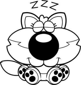 Cartoon Wolf Pup Napping イラスト素材