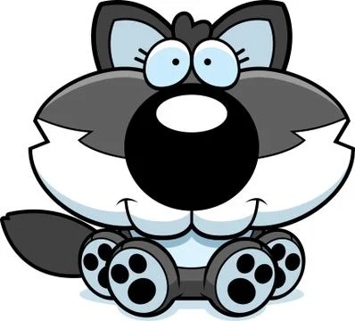 Cartoon wolf pup sitting イラスト素材