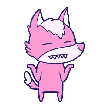 Cartoon wolf showing teeth in bright neon color Stock Illustration
