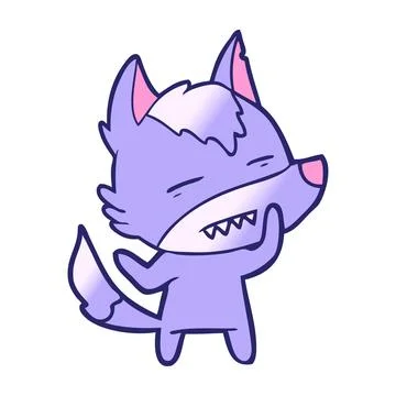 Cartoon wolf showing teeth in bright neon color Stock Illustration