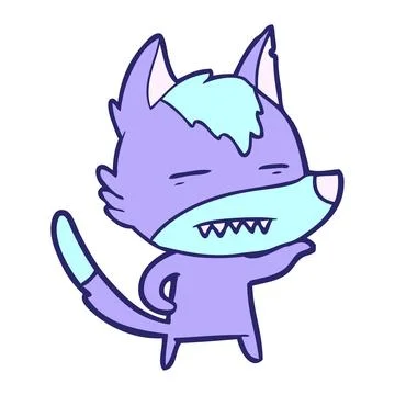 Cartoon wolf showing teeth in bright neon color Stock Illustration
