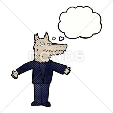 Cartoon wolf with thought bubble Stock Illustration