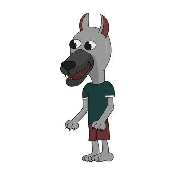 Cartoon wolf. white background isolated vector illustration Stock Illustration