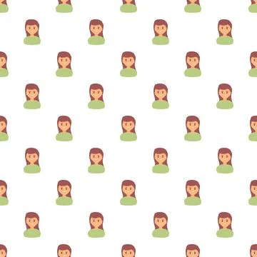 Cartoon woman avatar seamless pattern design Stock Illustration