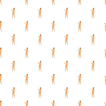 Cartoon woman in bikini repeating pattern background Stock Illustration
