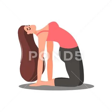 Cartoon woman doing yoga on white background Stock Illustration