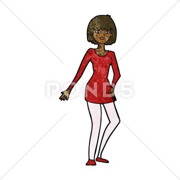 Cartoon woman in dress Stock Illustration