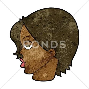 Cartoon woman raising eyebrow Stock Illustration