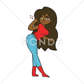 Cartoon woman raising fist Stock Illustration
