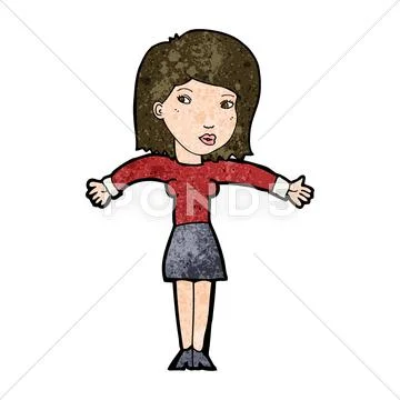 Cartoon woman shrugging shoulders Stock Illustration
