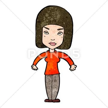 Cartoon woman shrugging shoulders Stock Illustration