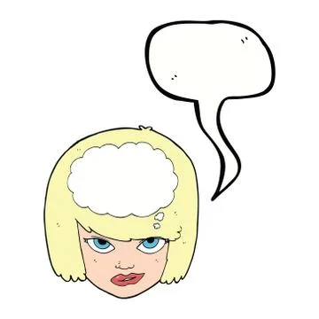 Cartoon woman thinking with speech bubble Stock Illustration
