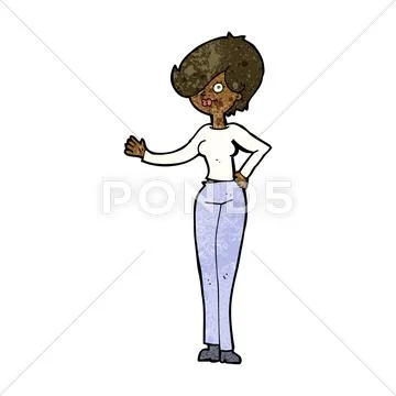Cartoon woman waving Stock Illustration