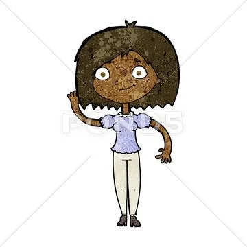 Cartoon woman waving Stock Illustration