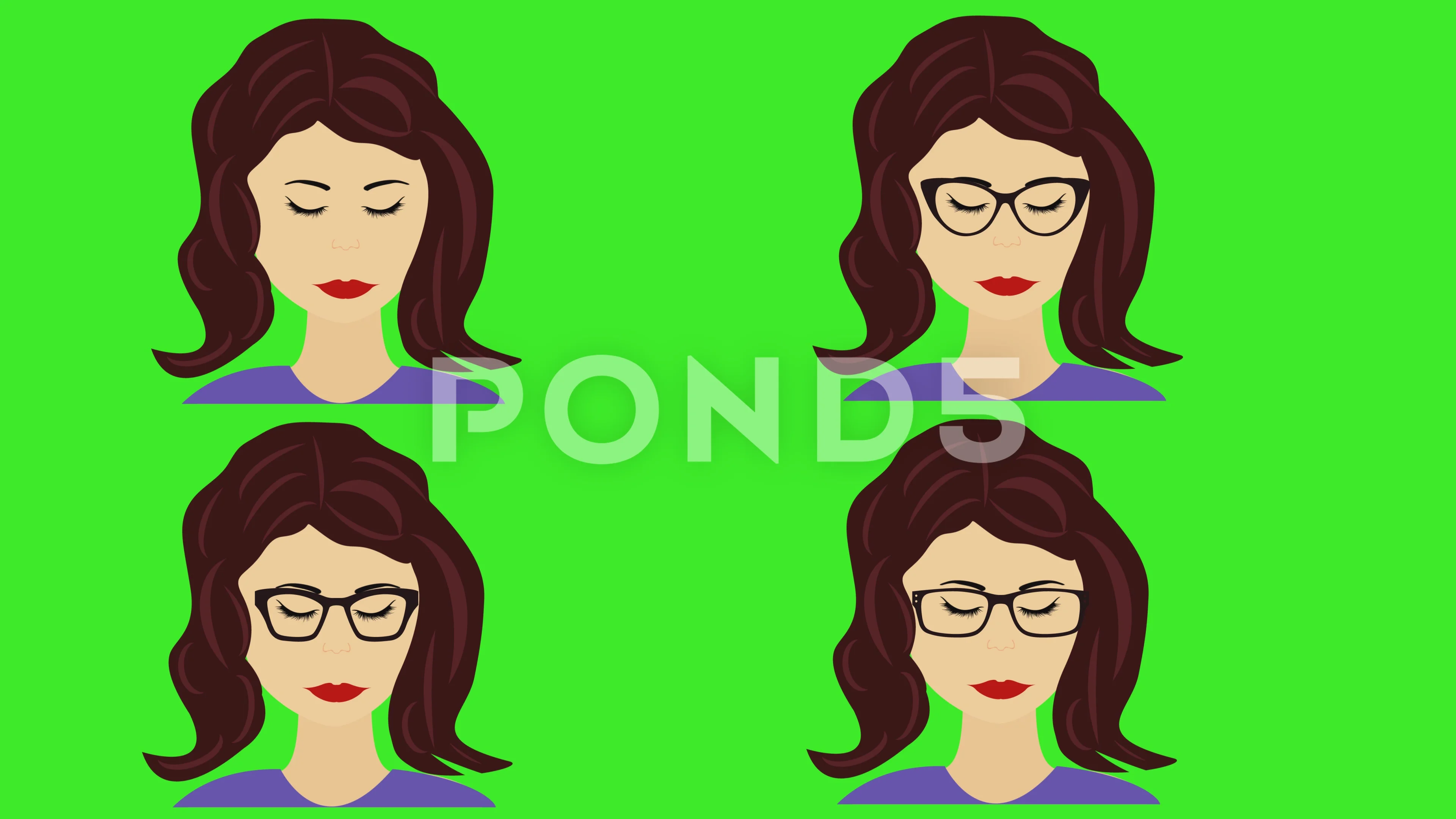 Cartoon women face avatar animation, mov... | Stock Video | Pond5