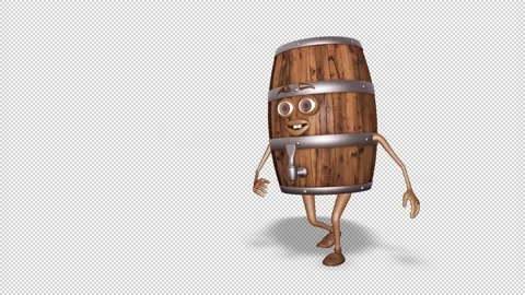 Cartoon Wooden Barrel Dancing Loop on Alpha Channel 스톡 동영상 165837085